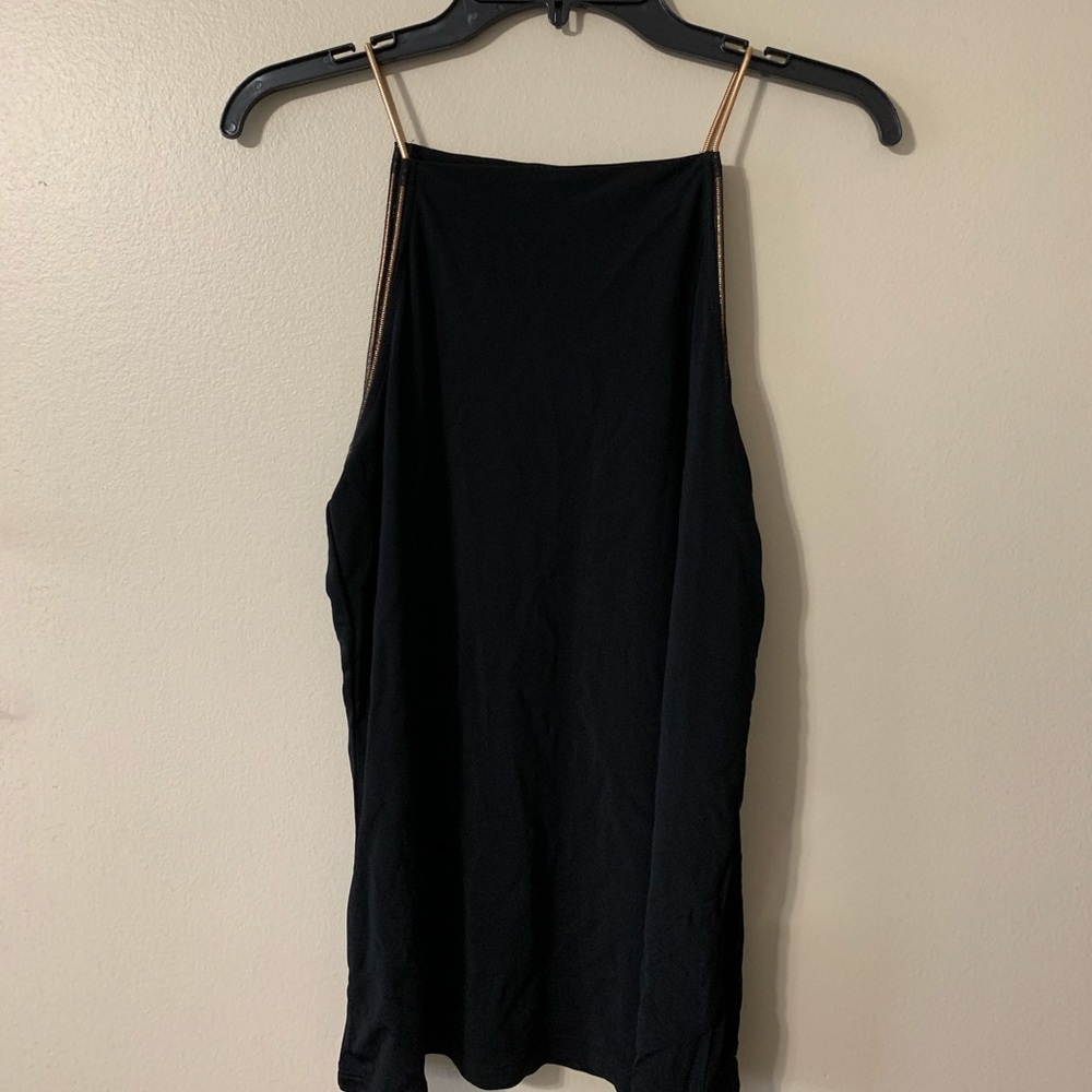 Witchery Black Sleeveless Top with Gold Straps